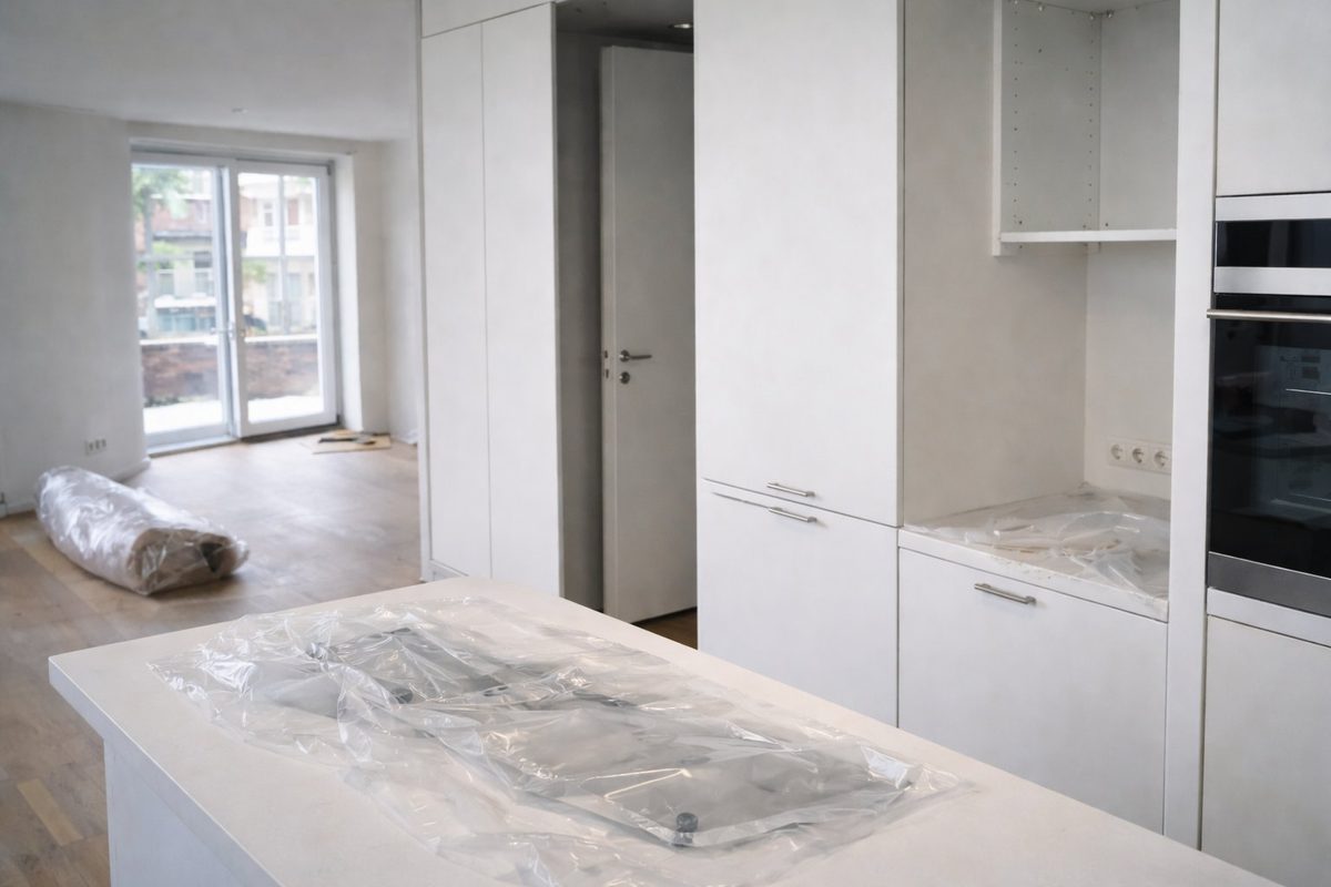 Nieuwbouw keuken klaar voor oplever schoonmaak